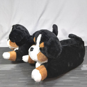 Happy Feet Animal Dog Slippers Black